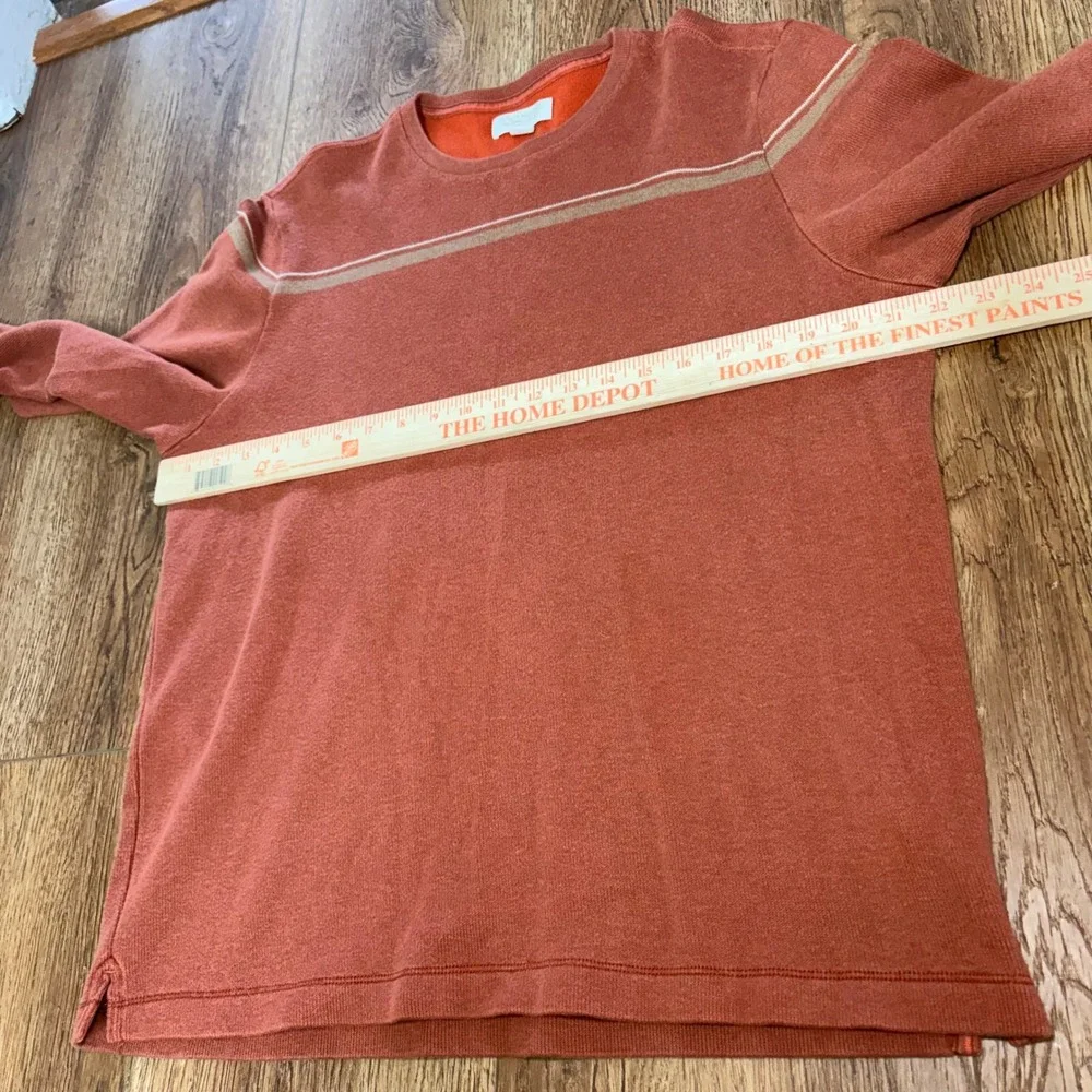 Banana Republic Mens‎ L Burnt Orange Cotton Stripe Crewneck Sweater Skater y2k
